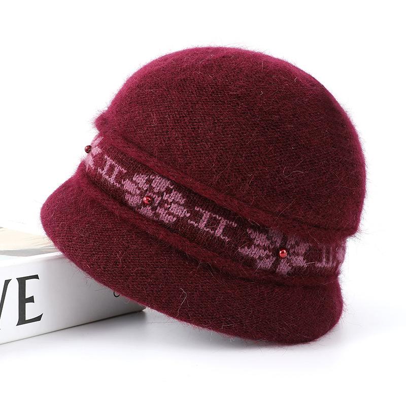 Knitted hat children elderly autumn and winter warm hat rabbit wool blend elderly thickened mother wool hat