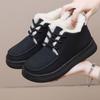 Women's Winter New Flat Sole Lace Up Ankle Cotton Boots Round Toe Thick Sole Loose Thickened Plush Warm Waterproof Snow Boots