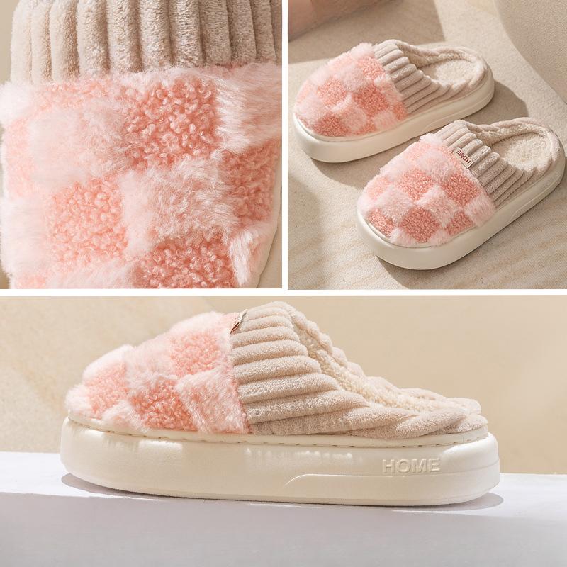 Thick-soled Shoes, Slippers, Women's Shoes, Indoor Simple, Warm and Anti-slip Cotton Slippers
