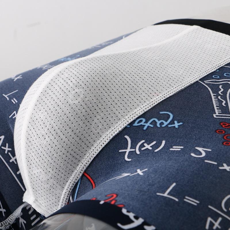 Men's Ice Silk Underwear Seamless and Breathable Underwear Men's Mid Waist Printed Oversized Shorts
