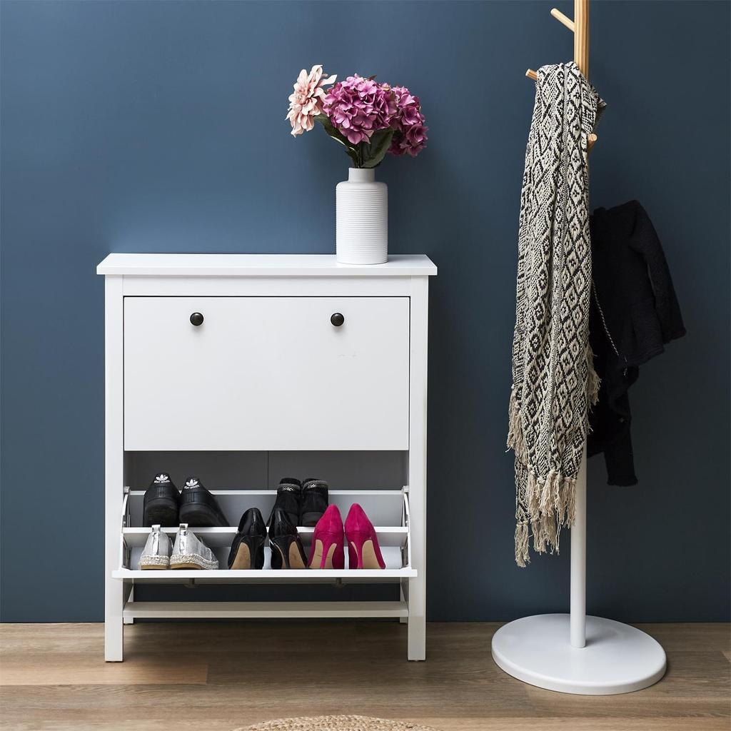 Meubl white NARROW SHOE CABINET for the hall MADE OF MDF