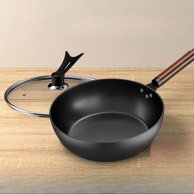 

Кухонная сковорода двойного назначения с плоским дном, старинная бытовая сковорода с антипригарным покрытием, без покрытия, индукционная плита, подходящая для использования на газе 24cm