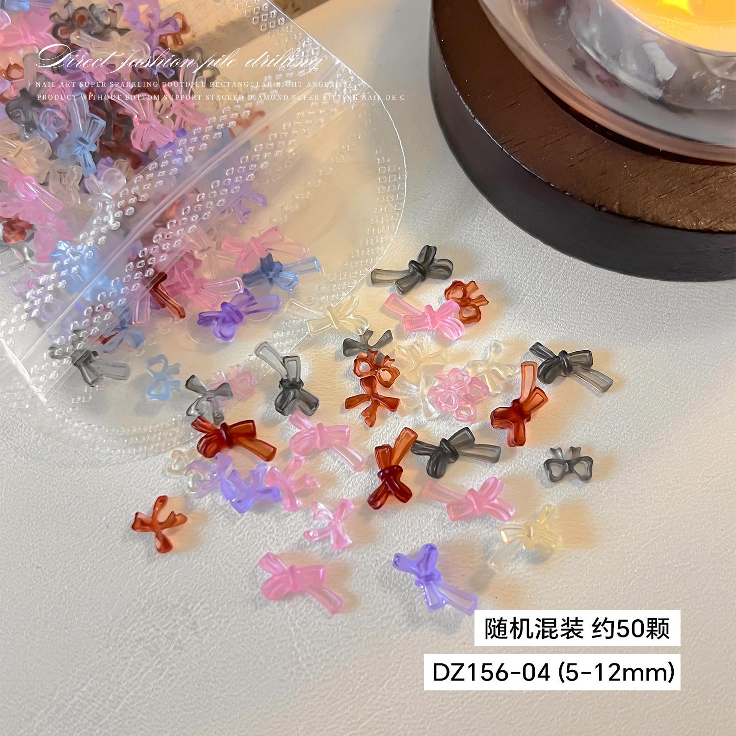 

Maillard Bow Nail Accessories Mixed Size Resin Ice Transparent 3D Ribbon Tie Decorations