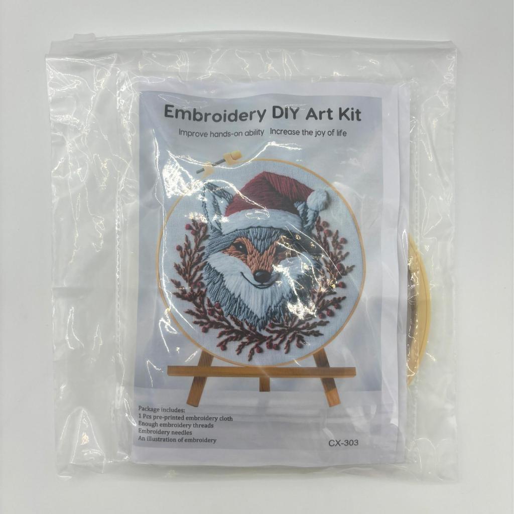 1set Christmas Animal Embroidery Kit, Suitable for Beginners, Includes English Stitch Instructions. DIY Embroidery Craft Material Kit.
