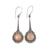 Rare Peach Moonstone Gemstone 925 Sterling Silver Jewelry Handmade Earrings2.52" EE-77-31