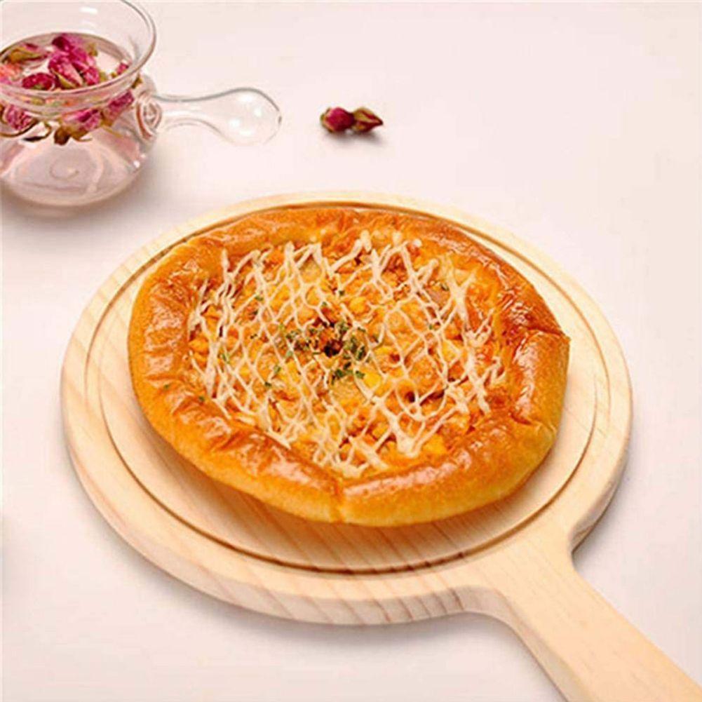 Pizza Tray Bamboo Handmade Ergonomic Handle for Bread And Cheese