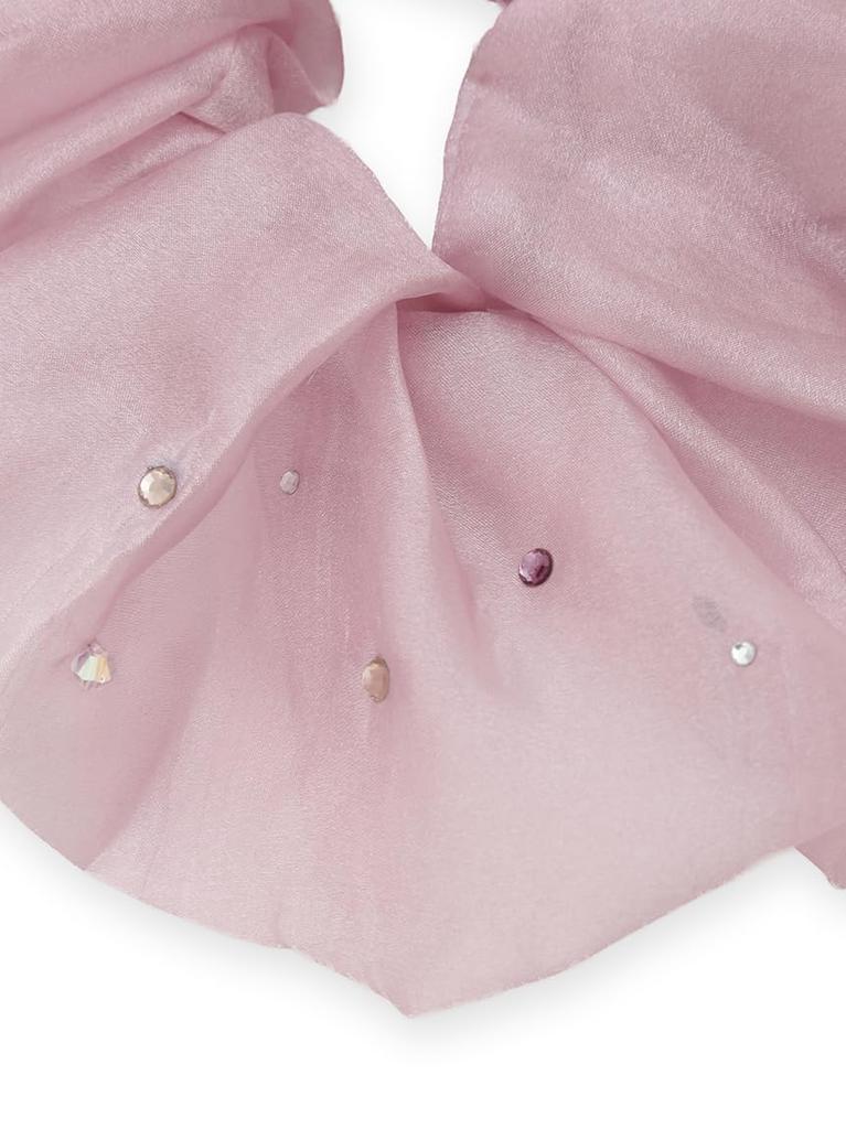 Lily Brown Organza Jewel Scrunchie Free Size LWGG255316, Women's, Pink,