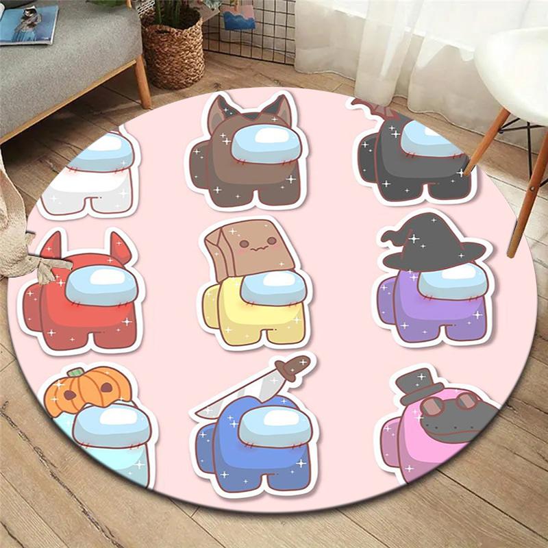 Among Us Round Area Rug,Carpet Rug for Living Room Bedroom Sofa Playroom Decor,Non-slip Floor Mat