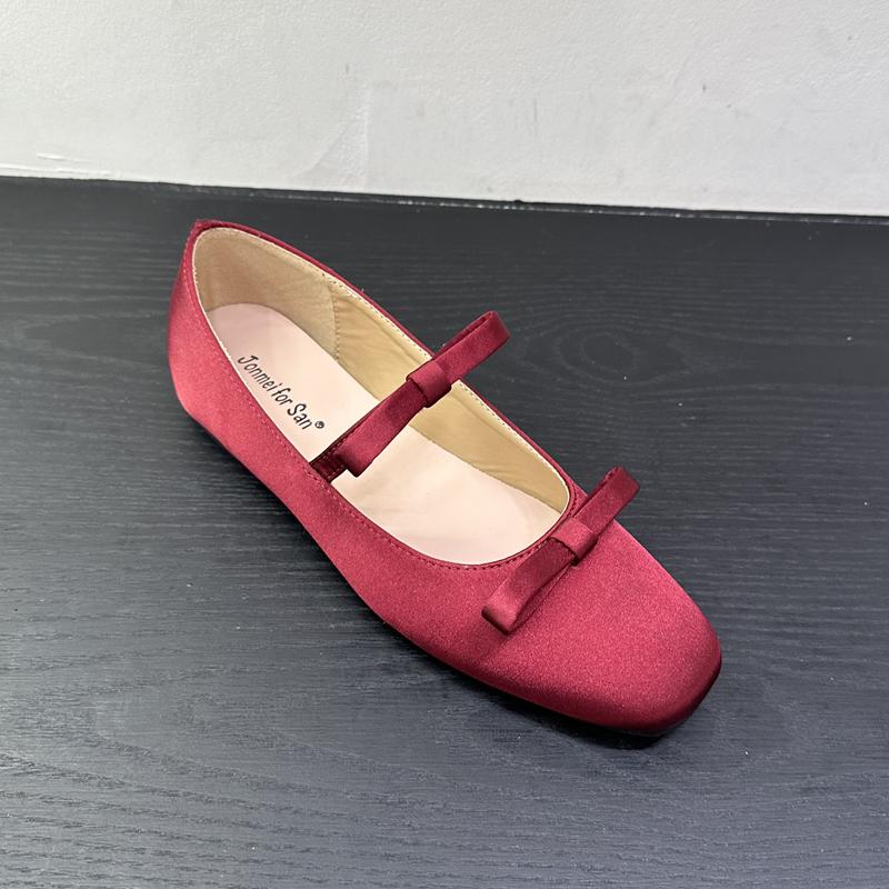 Fashion SUOJIALUN 2025 New Brand Women Flat Shoes Fashion Round Toe Shallow Slip On Bow-knot Ladies Elegant Single Shoes Soft Heel Boat