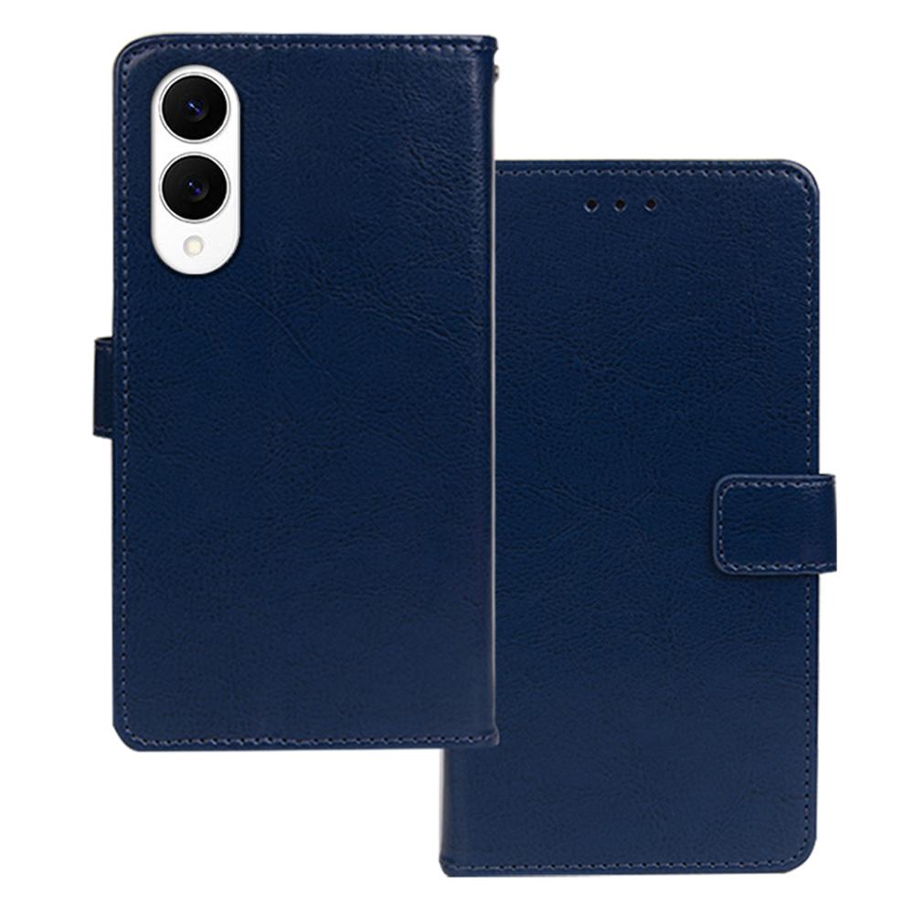 

IDEWEI For Samsung Galaxy S25 Edge Case Wallet Leather Phone Cover Crazy Horse Texture Blue