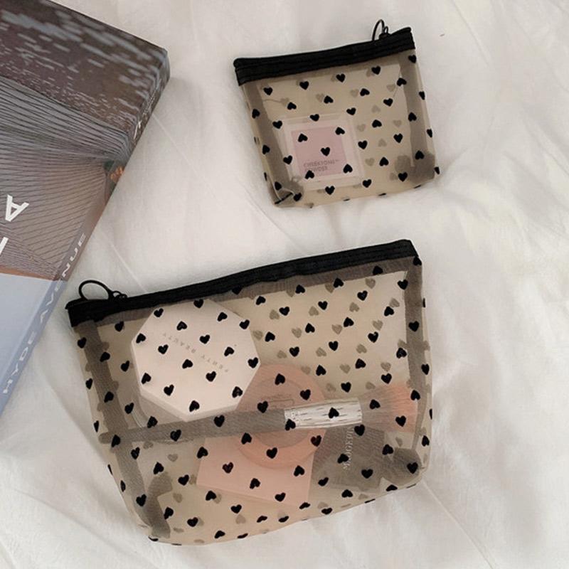 Geantă de toaletă cu fermoar din plasă, geantă de călătorie pentru cosmetice, femei, fete, mici, pentru machiaj, geantă de toaletă, husă de călătorie