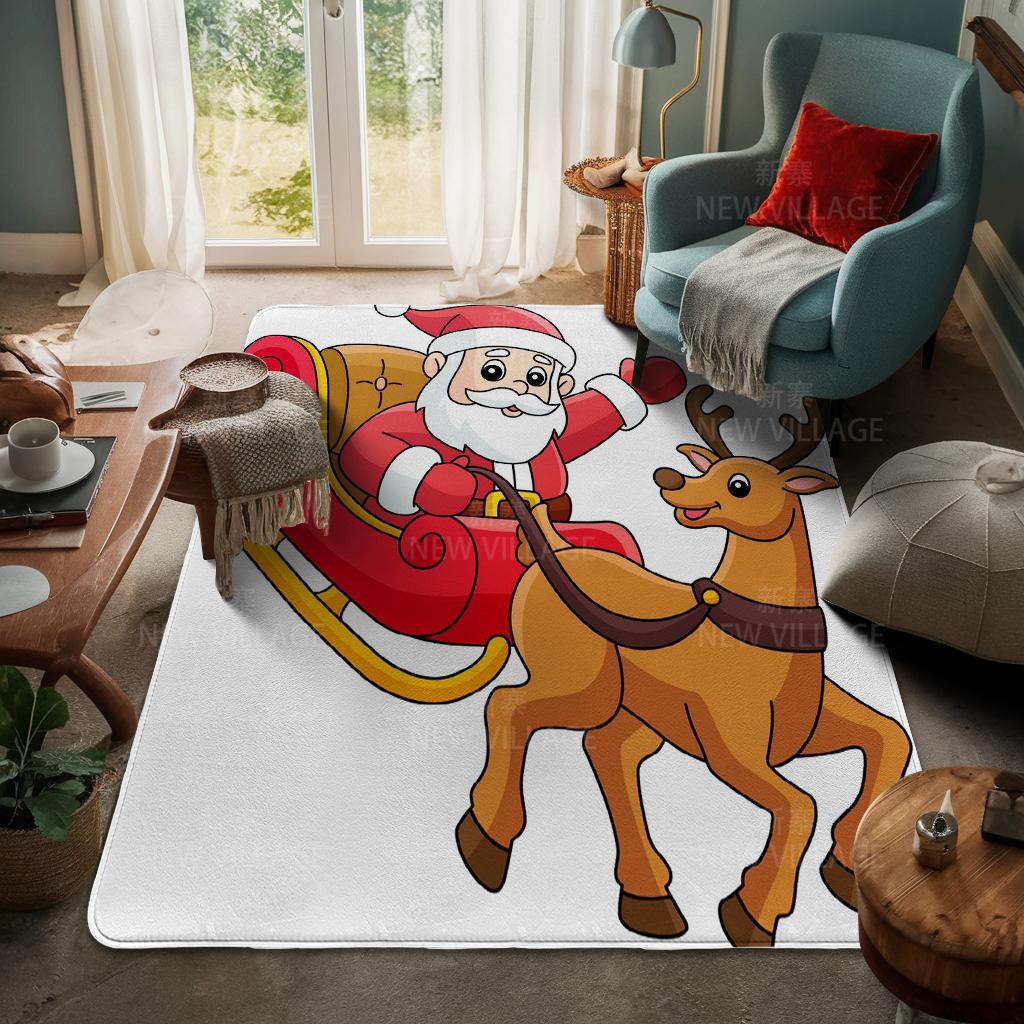 House Entrance Carpet Home Door Mat Living Room Bath Foot Bathroom Non-slip Water Absorption Rugs Bath Merry Christmas Winter