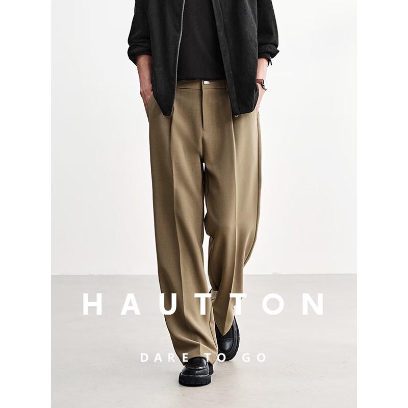 HAUT TON Men s Textured Casual Straight-Leg Trousers L