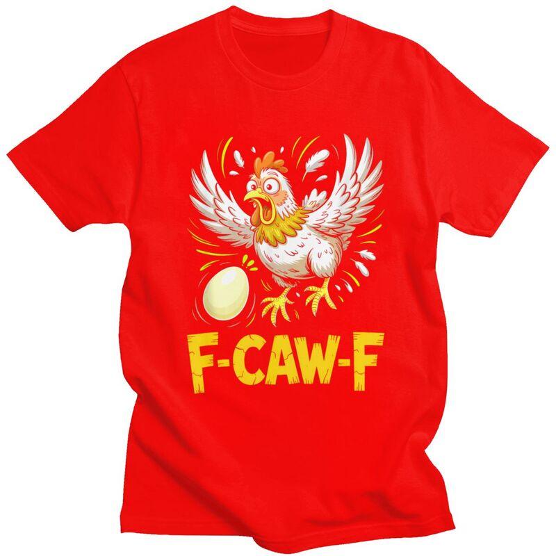 

FCawFChicken T Shirts Pure Cotton Tees Shirt Streetwear O Neck Humor Joke Rooster Tshirts Fashion Short Sleeve Clothing S