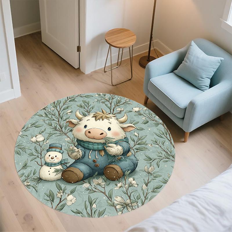 Blatt Tiere,Runder Teppich,Teppich für Wohnzimmer Schlafzimmer Sofa Spielzimmer Dekor,Rutschfeste Fußmatte