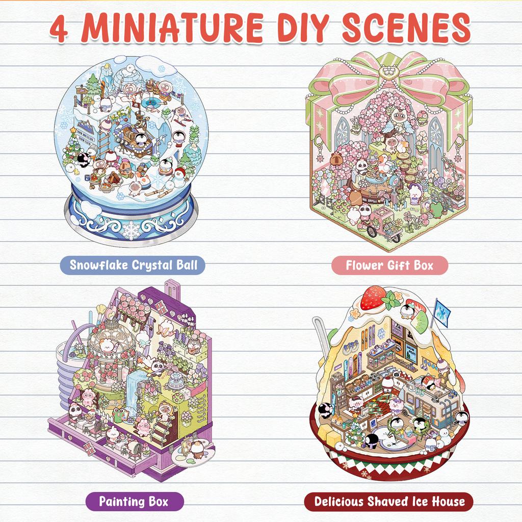 3D Landscaping Stickers Cartoon Forest Village 3D Effect Stickers Pocket Chalet Scene Book Stacking Stickers Birthday Gift