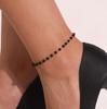 Europe, America, Fashion Black Glass Bead Anklet Women, Handmade Trend Metal Chain Beach Foot Decoration