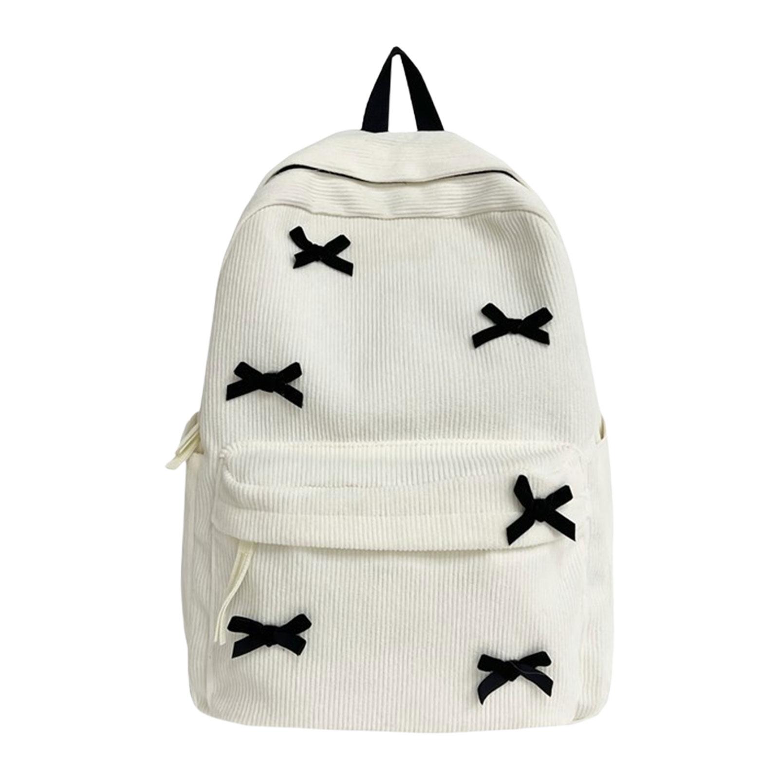 

Студенческий школьный рюкзак Дорожный рюкзак Рюкзак для ноутбука Подростковый вельветовый рюкзак Рюкзак с бантами Эстетичный рюкзак белый