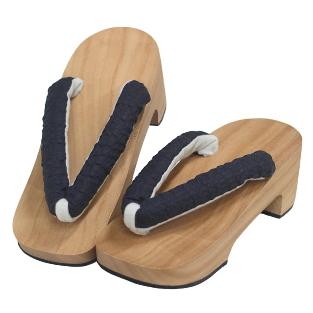 Kimono Cafe Geta Sandals for Ripple Comfortable To Walk Comfortable Women's Yukata, Heel, Linen, Black, Navy, Sage, Blue, Brown, Pink, Elegant, Adult,