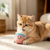 Brinquedo para Gatos de Bucha Natural Formato de Copo de Chá com Leite Mastigável com Palito de Erva-de-Gato Brinquedo Seguro para Dentição de Gatos Filhotes Limpeza dos Dentes