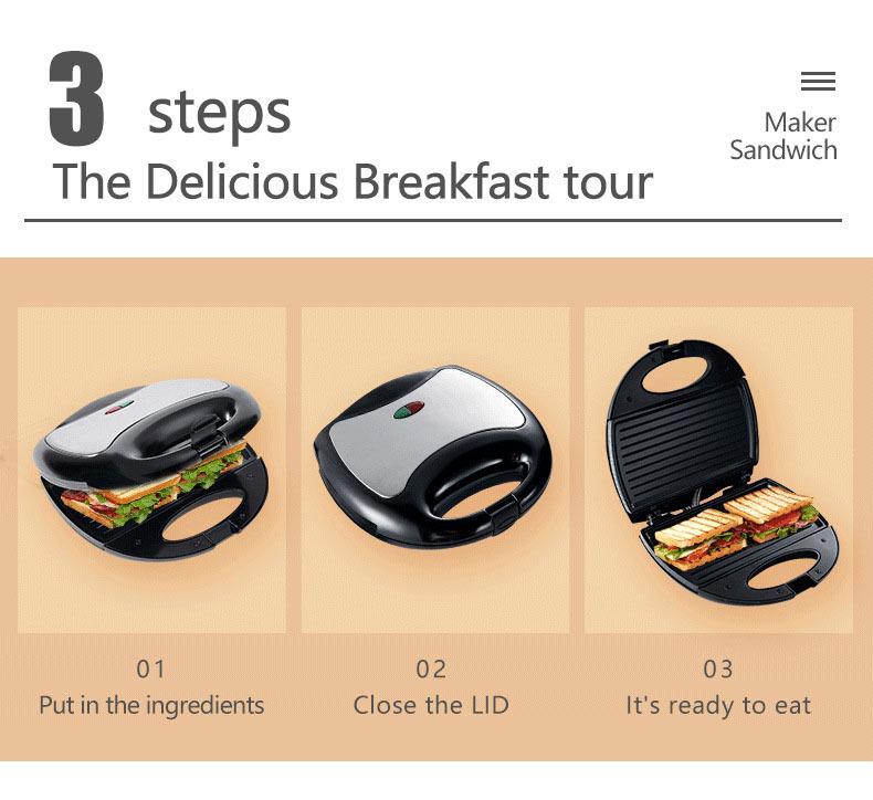 Edelstahl Panini-Presse & Waffelautomat - Sandwich-Toaster für das Frühstück