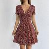 New temperament fashionable slim floral dress, European and American V-neck gentle commuting holiday thin dress