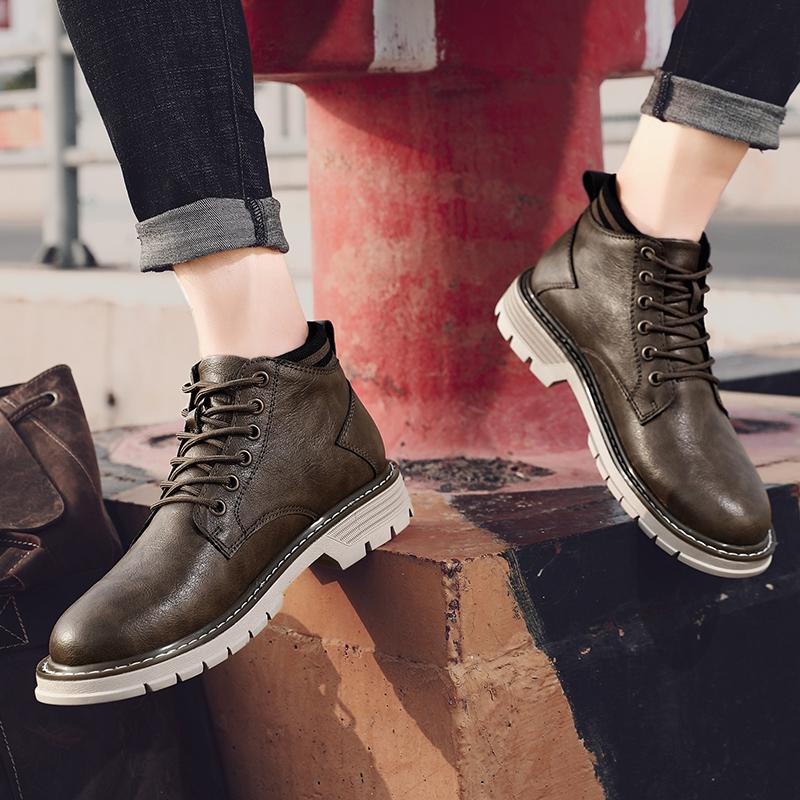 Autumn Men Boots Non Slip Comfortable Outdoor Shoes Plus Size Men'S Shoes Casual Leather Basic Footwear Brand Fashion Sneakers