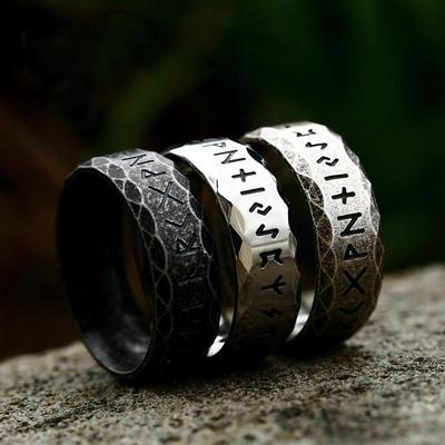 Vintage Odin Norse Viking Amulet Rune pierścienie dla mężczyzn moda słowa pierścień ze stali nierdzewnej biżuteria ślubna walentynki prezenty