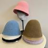 New Imitation Mink Knitted Vertical Striped Bucket Hat Women's Simple Solid Color Warm Fisherman Hat Trendy