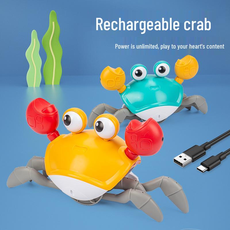 Rechargeable Induction Electric Crab Toy - Luminous Music Crawling Escape Feature for Children