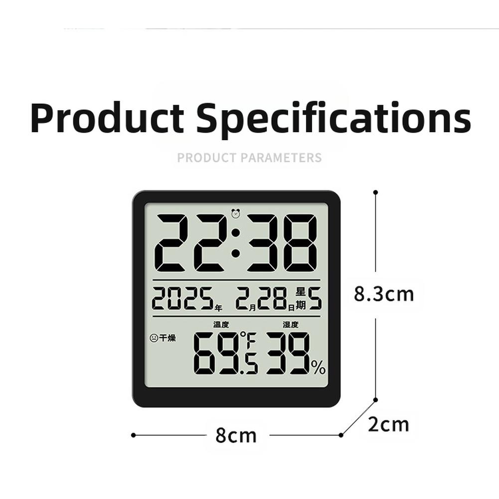 Battery-Powered Clock LCD Display Clock Compact Placement Cordless Convenience Environmental Monitoring For Indoor Spaces