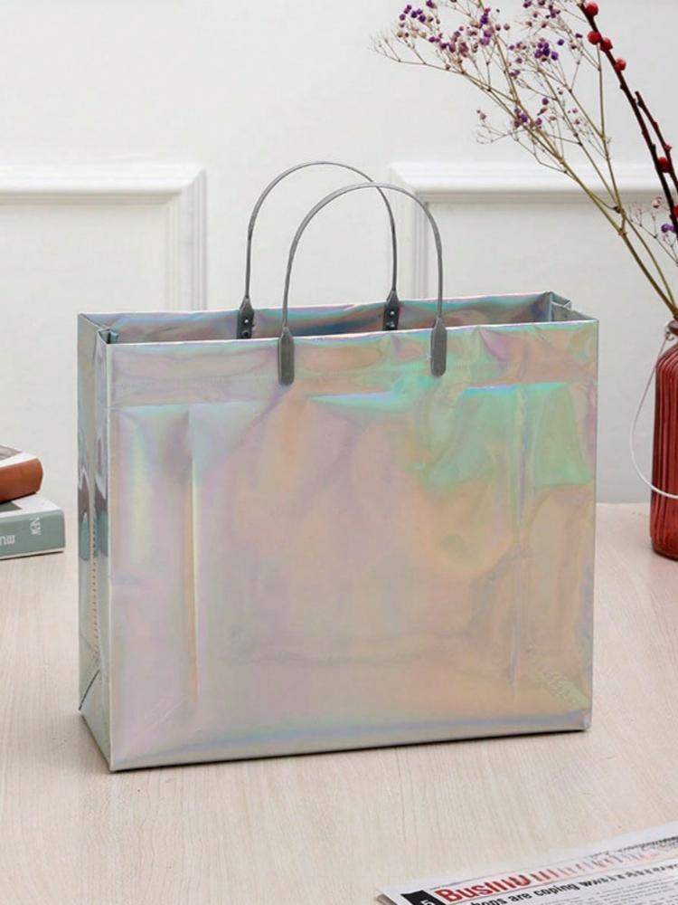 

1 шт. розовый подарочный пакет, ПВХ лазерная подарочная упаковка, нежная сумка-тоут, для дарения подарков, свадебное украшение, вечеринка 18x26cm&Other