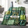 75Th Birthday Celebration Blanket Personalized Name Soft Warm And Versatile For Sofa Bed Office And Travel Machine Washable Comfortable In All Seasons