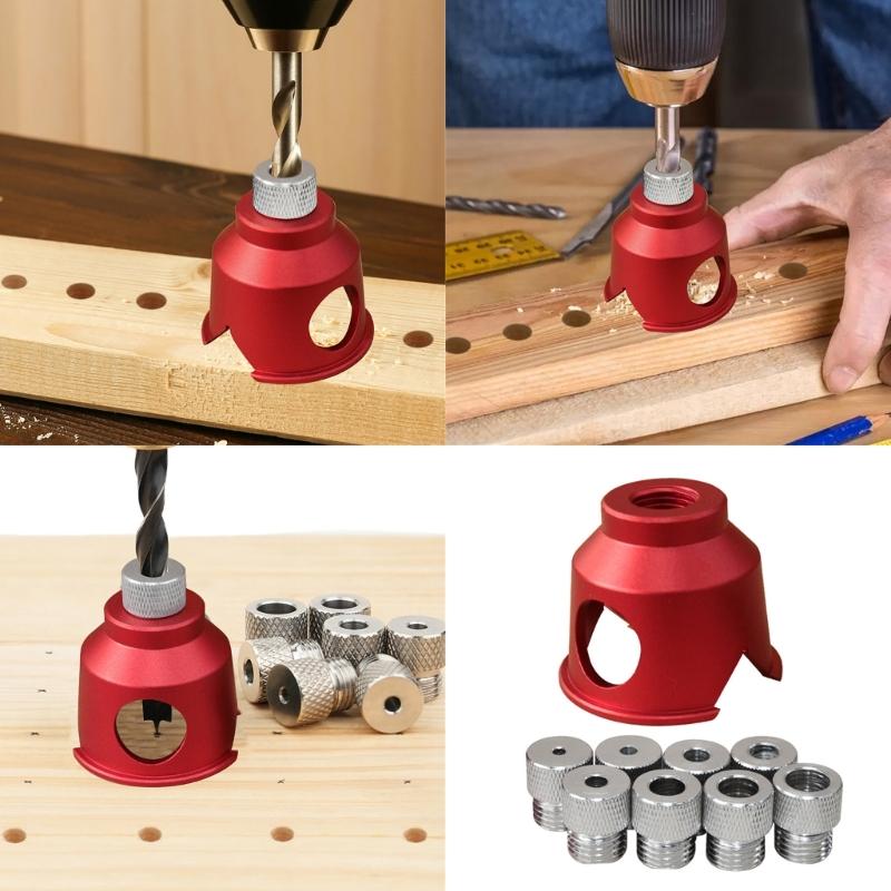 Vertical Drill Guide Locator Aluminum Vertical Drilling Doweling Jig Kit Portable Woodworking Straight Angle Puncher
