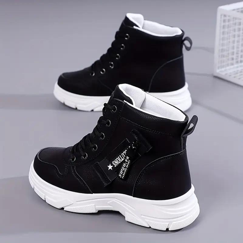 

Женские модные кроссовки с высоким верхом - Удобная повседневная обувь на шнуровке с молнией, Кроссовки с высоким верхом 40 чёрный