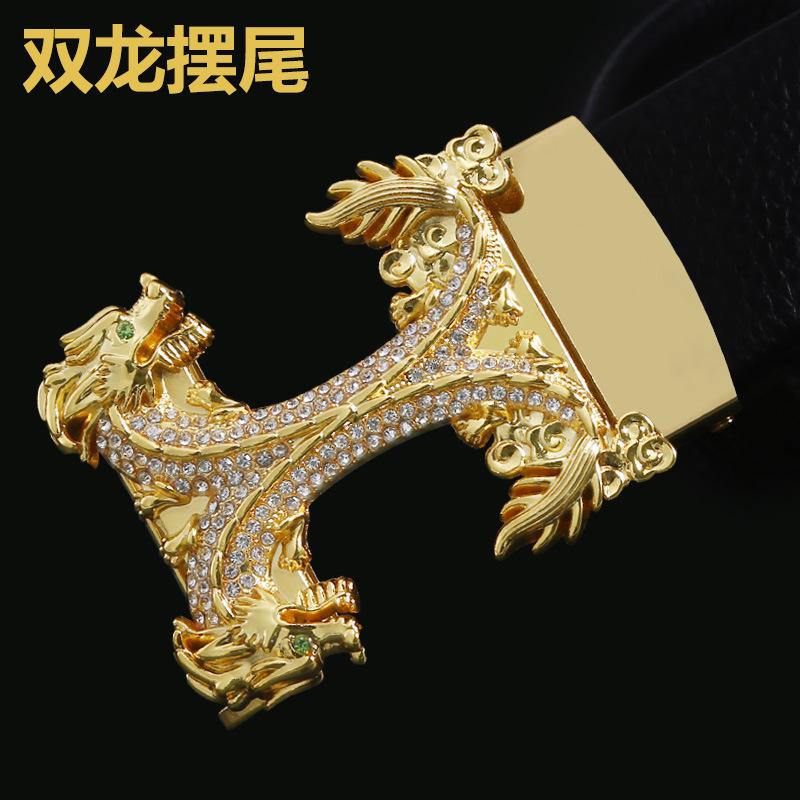 Belt Men'S Zodiac Buckle Diamond Belt Buckle Men'S Business Belt Buckle Cow Gift Belt