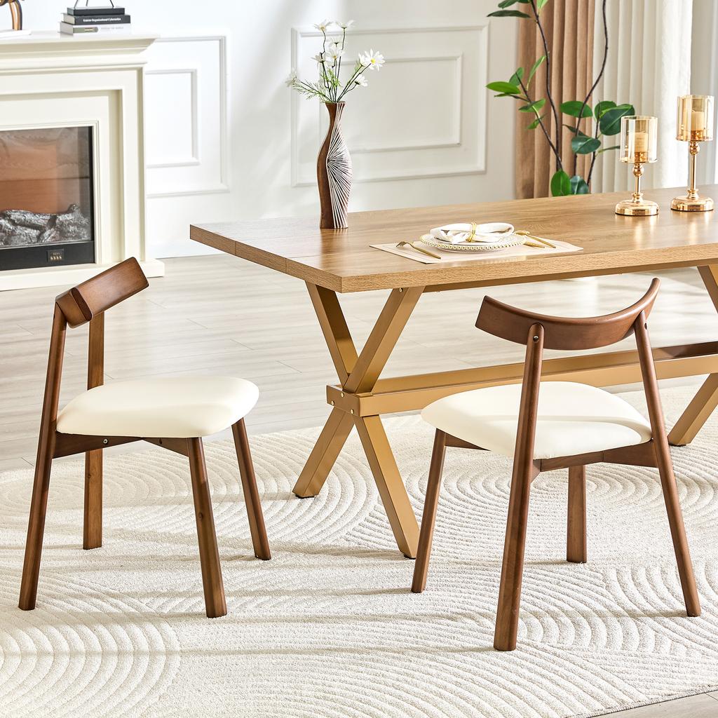 Set of 2 Dining Chairs with Wooden Frame, Upholstered Chairs with Ergonomic Backrest, Chairs for Dining Room Living Room, Chairs Only Without Table