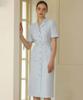 JULIY&CALLA 25Hs Collar 120 Terroir Line Queen Long Tweed Dress Sky Blue