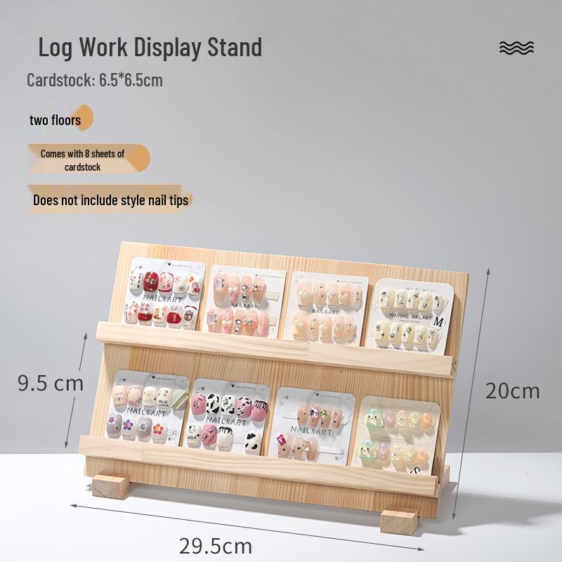 Solid Wood Nail Display Stand for Manicure Shops and Livestream Rooms