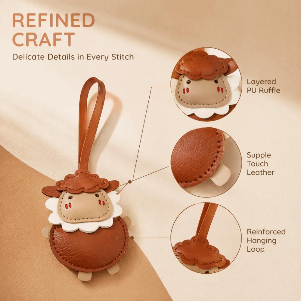 Cartoon PU Keychain Vintage New Year Pendant Fashion Sheep Bag Charm  For Women
