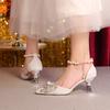 Women Sandals Summer Pointed Toe Sandals Women Rhinestone Pearl Butterfly High Heels Party Wedding Plus Size Shoes Women