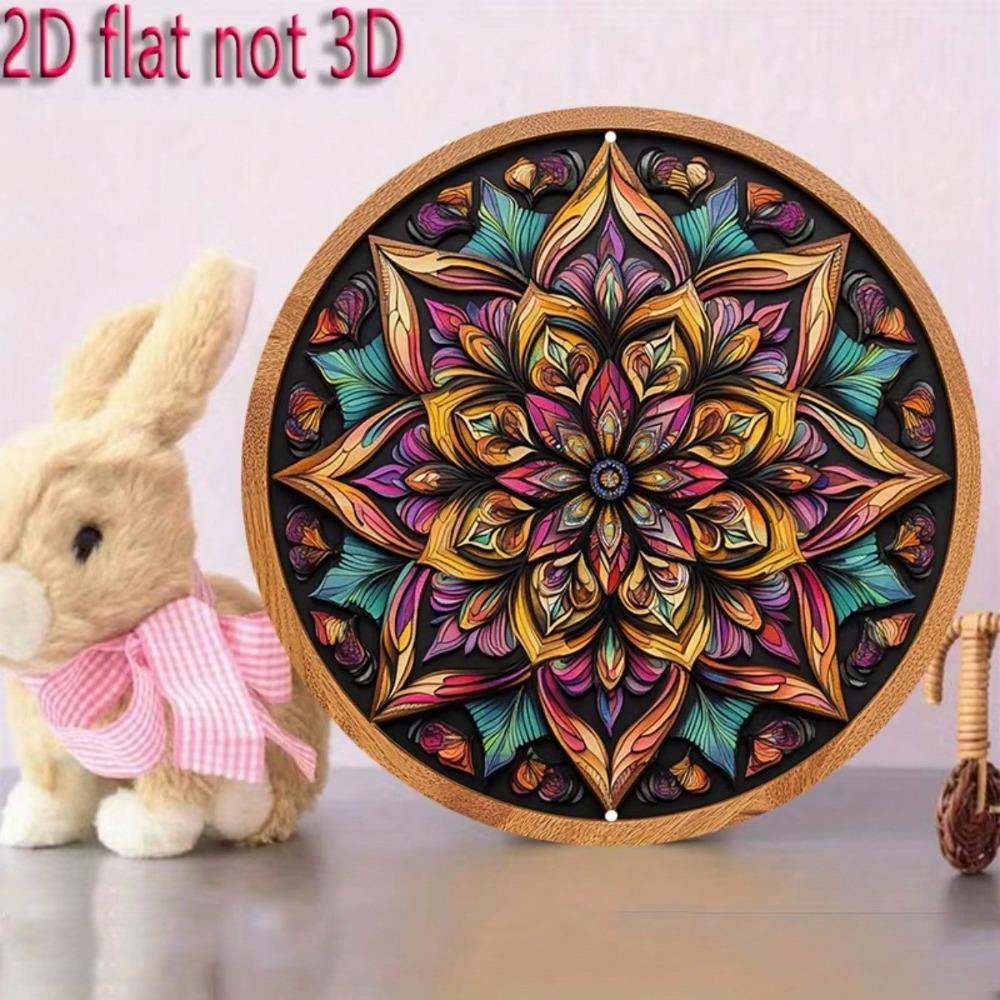 Vibrant Kaleidoscope Petal Metal Wall Art 20cm Round Iron Decor Home Cafe Restaurant Durable Easy Install
