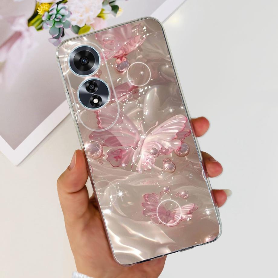 For OPPO A60 Case CPH2631 Phone Coque Transparent Slim Soft Silicone Back Cover oppoA60 A 60 Funda Flower Butterfly Love Heart