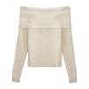 Mode Elegant Enkelkrage Off-shoulder Pullovertröja Dam Vår Höst Inre Casual Enkel Långärmad Underdel Stickad Slim Fit Topp