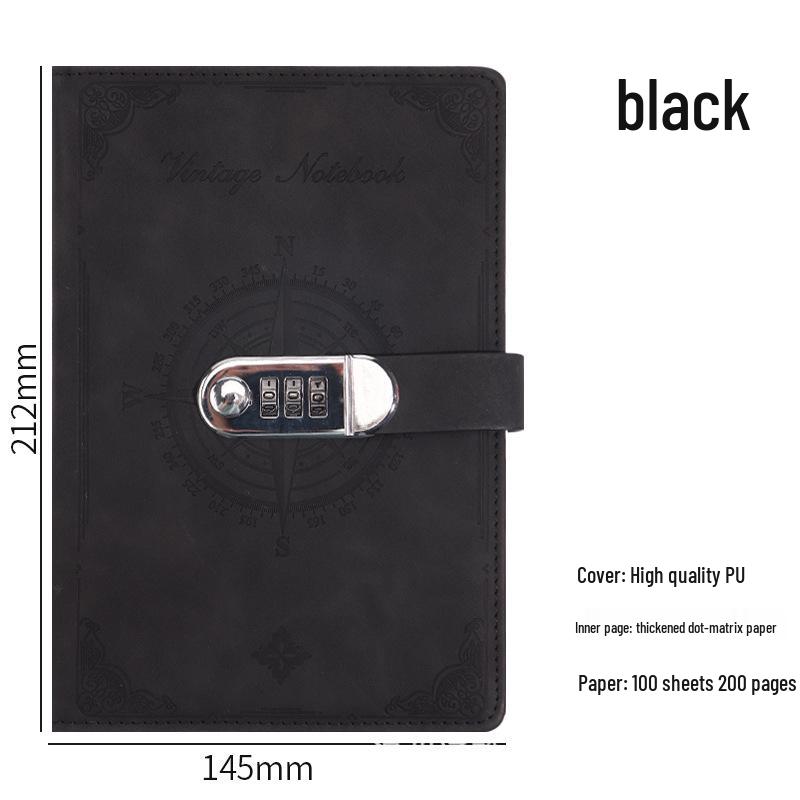 A5 Retro Password Lock Notebook Gift Box Set: Thick Creative Planner & Diary