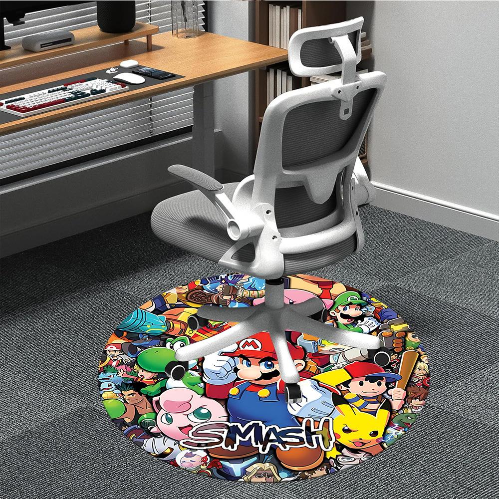 

1PC Super Smash Bros. Office Round Area Rug, Indoor Mat Suitable For Office, Under Office Chairs Bedroom Living Room Home Decor, Room Deco110 80cm by 80cm