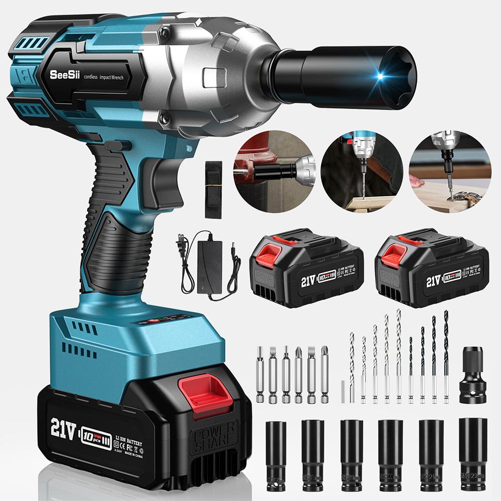 

Seesii 650N.M Torque Impact Wrench 1/2 inch Cordless Electric Wrench Screwdriver Power Tool for Car Tire disassembly Home DIY United States