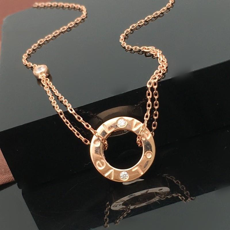 Purple Gold Round Cake Necklace Women'S Exquisite Rose Gold Plated Necklace Fashion Temperament Collarbone Chain