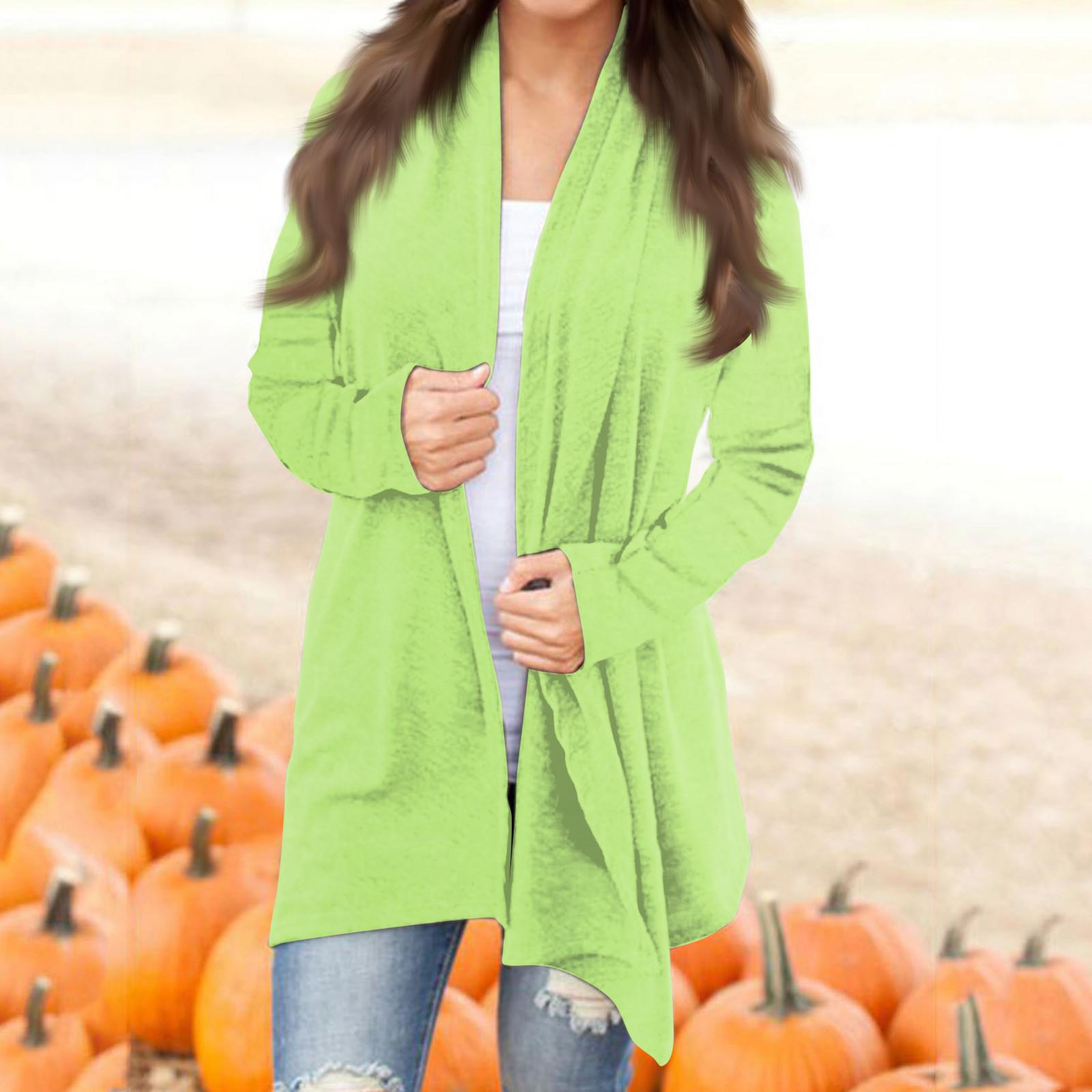 Women s Fashion Casual Colour Long Sleeve Mid-Length Cardigan Jacket XXXXL зелёный