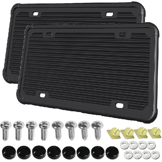 Aootf License Plate Protector- Clear Novelty Number Plate Cover With Silicone Car Tag Frame, Unbreakable Cover To Protect Front Or Back License Plate